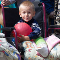 Holiday for Everybody: the children on gurneys and wheelchairs from the Zaporozhye Hospital were taken outside to celebrate the 1st of September